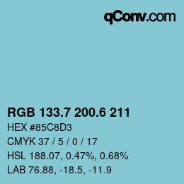 カラーコード: RGB 133.7 200.6 211 | qconv.com