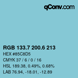 カラーコード: RGB 133.7 200.6 213 | qconv.com