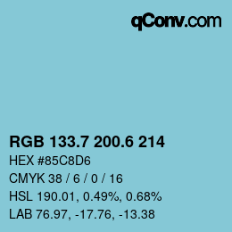 カラーコード: RGB 133.7 200.6 214 | qconv.com