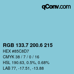 カラーコード: RGB 133.7 200.6 215 | qconv.com