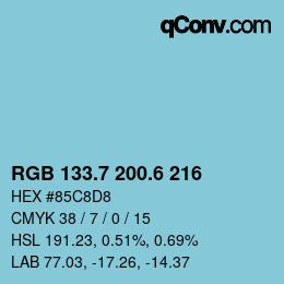 カラーコード: RGB 133.7 200.6 216 | qconv.com