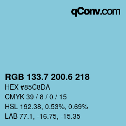 カラーコード: RGB 133.7 200.6 218 | qconv.com