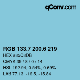 カラーコード: RGB 133.7 200.6 219 | qconv.com