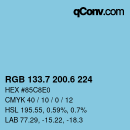 カラーコード: RGB 133.7 200.6 224 | qconv.com