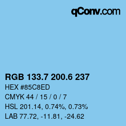 カラーコード: RGB 133.7 200.6 237 | qconv.com