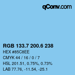 カラーコード: RGB 133.7 200.6 238 | qconv.com