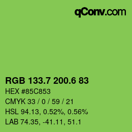 カラーコード: RGB 133.7 200.6 83 | qconv.com
