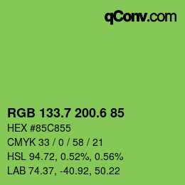 カラーコード: RGB 133.7 200.6 85 | qconv.com
