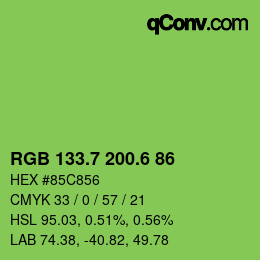 カラーコード: RGB 133.7 200.6 86 | qconv.com