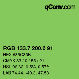 カラーコード: RGB 133.7 200.6 91 | qconv.com