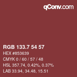カラーコード: RGB 133.7 54 57 | qconv.com