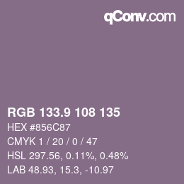 カラーコード: RGB 133.9 108 135 | qconv.com