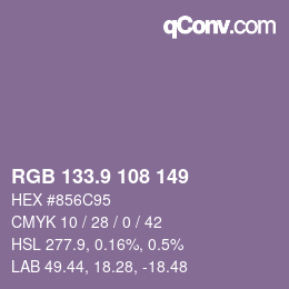 Color code: RGB 133.9 108 149 | qconv.com