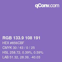 カラーコード: RGB 133.9 108 191 | qconv.com