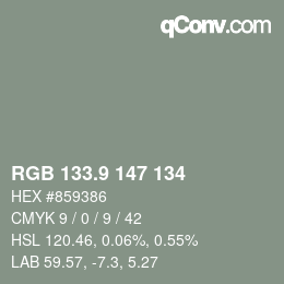 Color code: RGB 133.9 147 134 | qconv.com