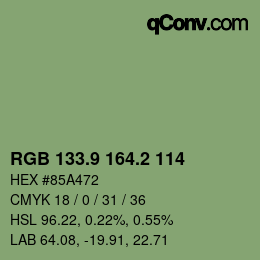 Color code: RGB 133.9 164.2 114 | qconv.com