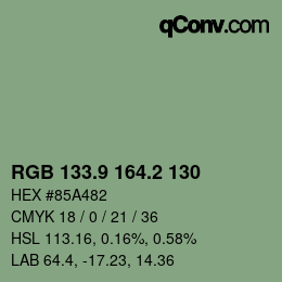 Farbcode: RGB 133.9 164.2 130 | qconv.com