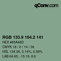 Color code: RGB 133.9 164.2 141 | qconv.com