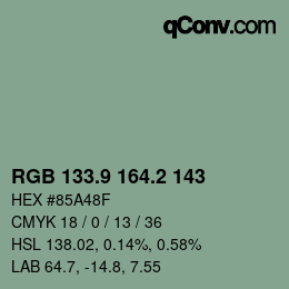 Color code: RGB 133.9 164.2 143 | qconv.com