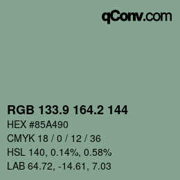 Farbcode: RGB 133.9 164.2 144 | qconv.com