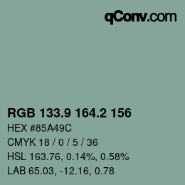 カラーコード: RGB 133.9 164.2 156 | qconv.com
