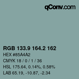 Color code: RGB 133.9 164.2 162 | qconv.com
