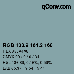 Color code: RGB 133.9 164.2 168 | qconv.com