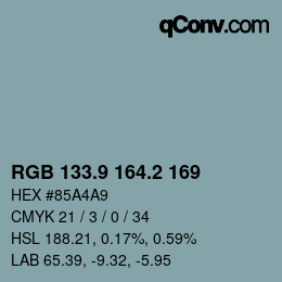 Color code: RGB 133.9 164.2 169 | qconv.com
