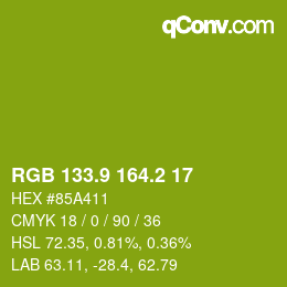 カラーコード: RGB 133.9 164.2 17 | qconv.com