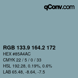 Color code: RGB 133.9 164.2 172 | qconv.com
