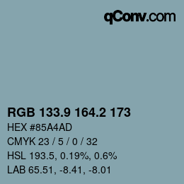 Color code: RGB 133.9 164.2 173 | qconv.com
