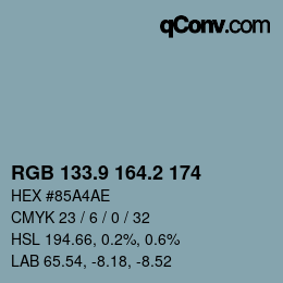 Color code: RGB 133.9 164.2 174 | qconv.com