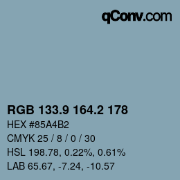 Color code: RGB 133.9 164.2 178 | qconv.com