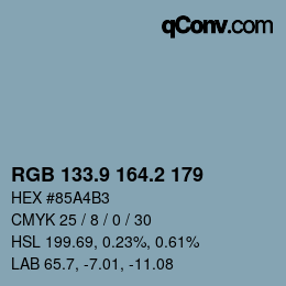 Color code: RGB 133.9 164.2 179 | qconv.com