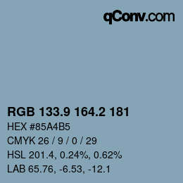 Color code: RGB 133.9 164.2 181 | qconv.com