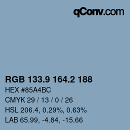 Color code: RGB 133.9 164.2 188 | qconv.com