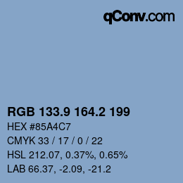 Color code: RGB 133.9 164.2 199 | qconv.com