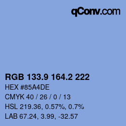 Color code: RGB 133.9 164.2 222 | qconv.com