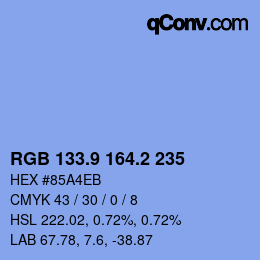 Color code: RGB 133.9 164.2 235 | qconv.com