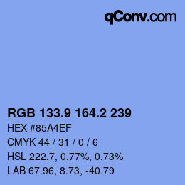 Color code: RGB 133.9 164.2 239 | qconv.com