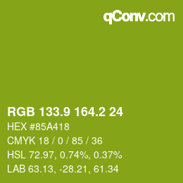 カラーコード: RGB 133.9 164.2 24 | qconv.com