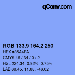 Color code: RGB 133.9 164.2 250 | qconv.com