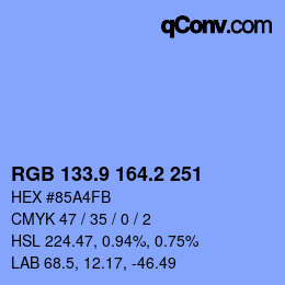 Color code: RGB 133.9 164.2 251 | qconv.com