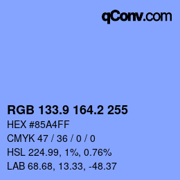 Color code: RGB 133.9 164.2 255 | qconv.com
