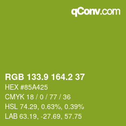 カラーコード: RGB 133.9 164.2 37 | qconv.com