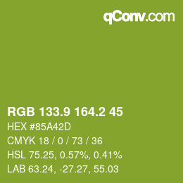 カラーコード: RGB 133.9 164.2 45 | qconv.com