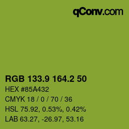 カラーコード: RGB 133.9 164.2 50 | qconv.com