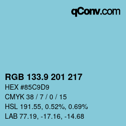 カラーコード: RGB 133.9 201 217 | qconv.com