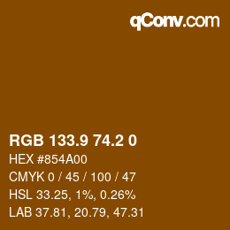 Color code: RGB 133.9 74.2 0 | qconv.com