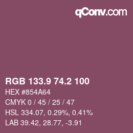 カラーコード: RGB 133.9 74.2 100 | qconv.com